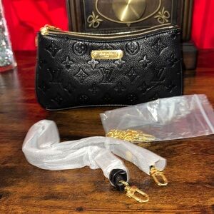 Louis Vuitton Black Monogram Mini Pochette with Gold Hardware
